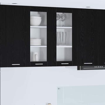 vidaXL Hangkast 2 pcs Zwart Eiken 40 x 31 x 80 cm Bewerkt, Verzenden, Nieuw, Zwart