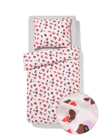 HEMA Dekbedovertrek 140x200/220cm zacht katoen bloemen, Verzenden, Nieuw, Roze