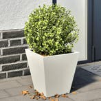 vidaXL Plantenbakken 2 st 30x30x30 cm staal wit, Tuin en Terras, Verzenden, Nieuw, Metaal