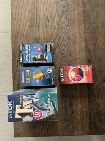 TDK & EMTEC NOS Sealed VHS Cassettes - Set of 17 (240 min &