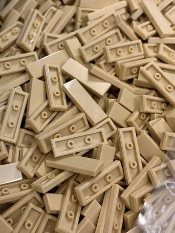 Lego Stenen - Lego 1x3 tile tan 100 stuks, Nieuw