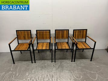 Bolero DS151 stoelen met acaciahouten armleuning antraciet, Ophalen of Verzenden, Nieuw in verpakking