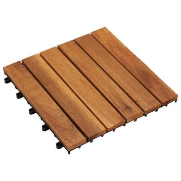 vidaXL Terras Tegel 10 st Bruin 30 x 30 cm Acacia Hardhout, Doe-het-zelf en Verbouw, Verzenden, Nieuw