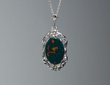 - Jugendstil - 835 zilver - heliotroop - XL - Ketting met