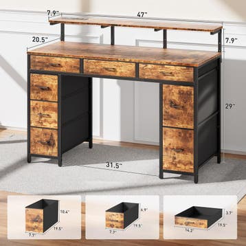 Bureau - Computertafel - Computerbureau - 120x50 cm - Bruin, Verzenden, Zo goed als nieuw