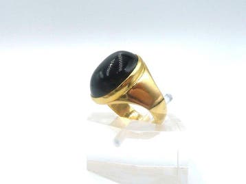 Ring - 18 karaat Geel goud Onyx, Nieuw
