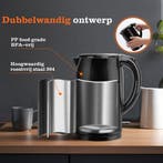 Waterkoker - met LED - Elektrisch - 1.5L - 2200W - Zwart, Verzenden, Zo goed als nieuw