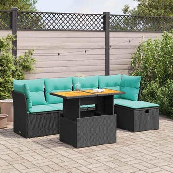 vidaXL 6-delige Loungeset met kussens poly rattan acacia, Verzenden, Nieuw, Loungeset