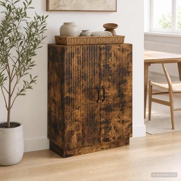vidaXL Dressoir Gerookt eiken 66 x 34,5 x 87 cm Bewerkt hout, Verzenden, Nieuw, Overige houtsoorten, Minder dan 50 cm