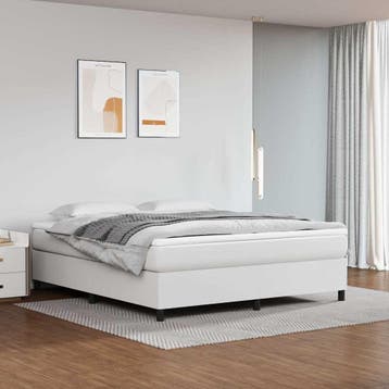 vidaXL Boxspring bed kunstleer wit 160x200 cm, Overige materialen, Verzenden, Wit, 200 cm