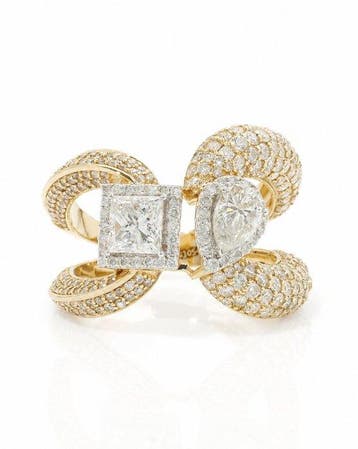 Cocktailring - 14 karaat Geel goud - 2.70ct. tw. Diamant