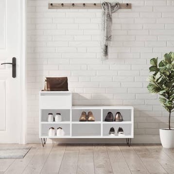 vidaXL Schoenenkast 102x36x60 cm bewerkt hout hoogglans wit, Verzenden, Nieuw
