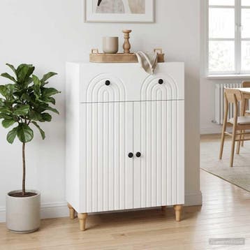vidaXL Dressoir Wit 66 x 34,5 x 90 cm Bewerkt hout, Verzenden, Nieuw, Overige houtsoorten, Minder dan 50 cm