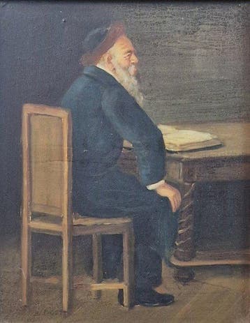 Signed S. Lustig (XIX-XX) - Rabbi Studying Torah
