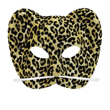 Glitter Oogmasker Luipaard Groot Met Snorharen Goud, Ophalen of Verzenden, Nieuw