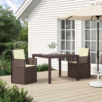 vidaXL Tuin eettafelset 3 st Bruin en crèmekleurig PP, Verzenden, Nieuw, Textileen, 3 zitplaatsen