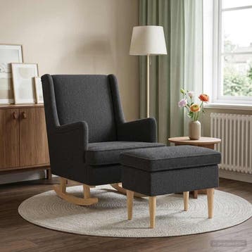 vidaXL Fauteuil met Voetenbank 2 st Donkergrijs Bouclé, Verzenden, Nieuw