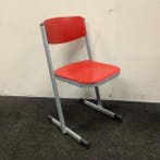 complete set van 9 stuks schoolstoelen Eromes, rood - grijs, Huis en Inrichting, Stoelen, Ophalen of Verzenden, Gebruikt, Hout