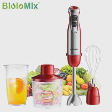 BioloMix Red 1200W 4-in-1 Hand Blender: Krachtige Staafmixer, Verzenden, Nieuw