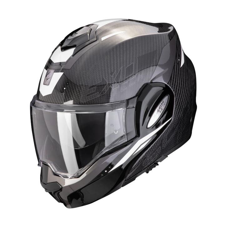 Scorpion EXO-TECH EVO CARBON ROVER - Zwart/Wit, Motoren, Kleding | Motorhelmen, S, Verzenden