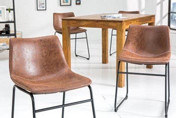 Industrieel design stoel DJANGO vintage bruin met ijzeren, Huis en Inrichting, Ophalen of Verzenden, Nieuw