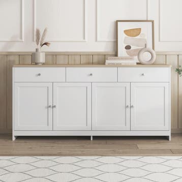 Witte Dressoir Kast met 4 Deuren en 3 Lades - Stijlvolle Opb, Verzenden, Nieuw