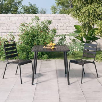 vidaXL 3-delige Tuinset staal antracietkleurig, Tuin en Terras, 2 zitplaatsen, Verzenden, Nieuw, Rvs