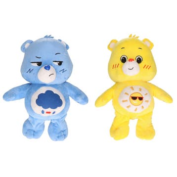 Set van 2 Troetelbeertjes - pluche - 28 cm - blauw en geel, Verzenden, Nieuw