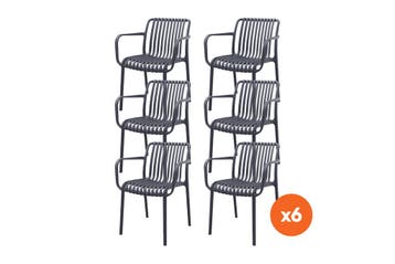 Set van 6 - Stripe stapelbare tuinstoel - Antraciet, Tuin en Terras, Verzenden, Nieuw, Overige materialen
