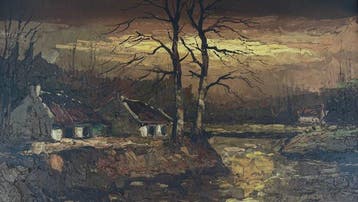 Anton Brouwer (1939) - Landschap bij zonsondergang