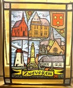 Glas-in-loodraam - 1940-1950 - Glas-in-lood Zwevegem, Antiek en Kunst, Curiosa en Brocante