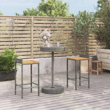 vidaXL 3-delige Tuinbarset poly rattan en massief acaciahout, Tuin en Terras, Verzenden, Nieuw, 2 zitplaatsen