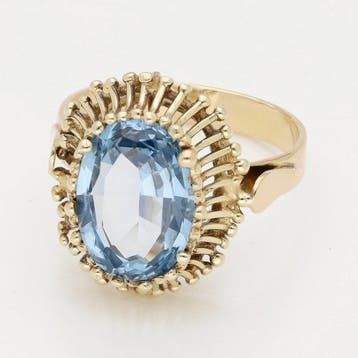 Ring - 14 karaat Geel goud - Synthetische Spinel, Nieuw