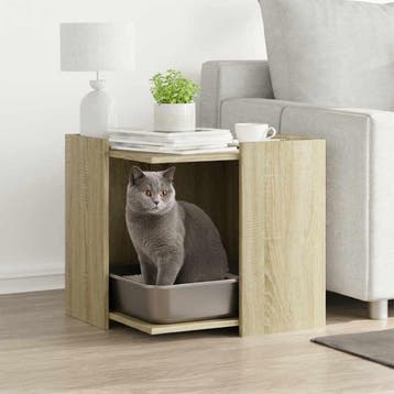 vidaXL Kattenbakkast 53x53x51 cm bewerkt hout sonoma, Verzenden, Nieuw