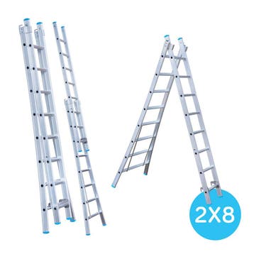 Eurostairs Reform ladder dubbel uitgebogen 2x8 sporten, Doe-het-zelf en Verbouw, Ladders en Trappen, Verzenden, Nieuw, Ladder