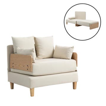 Slaapbank Seinlus 1-zits 81x88x68 cm beige [en.casa], Verzenden, Nieuw