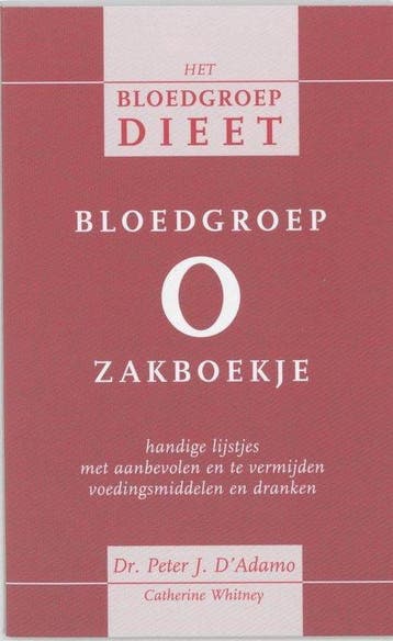 Bloedgroep O zakboekje - D'Adamo, Boeken, Verzenden, Zo goed als nieuw