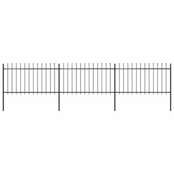 vidaXL Tuinhek met speerpunt staal 504x100 cm zwart, Verzenden, Nieuw, IJzer, Minder dan 1 meter
