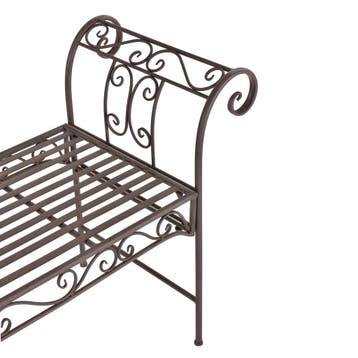 Tuinbank Cossila vintage metaal 147x46x70 cm bruin, Tuin en Terras, Verzenden, Nieuw