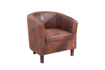 Design loungestoel HEMINGWAY whiskybruin met armleuningen, Ophalen of Verzenden, Nieuw