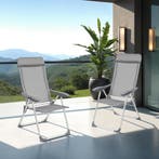 4 opvouwbare aluminium tuinstoelen met rugleuning - grijs, Verzenden, Nieuw
