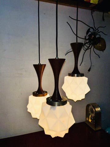 Plafondlamp - Opaline glas - Vintage kroonluster, Antiek en Kunst, Antiek | Lampen