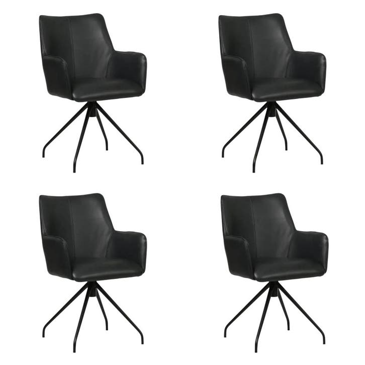 Set van 4 Leren draaibare eetkamerstoelen Wave - Granada, Huis en Inrichting, Stoelen, Vijf, Zes of meer stoelen, Nieuw, Leer