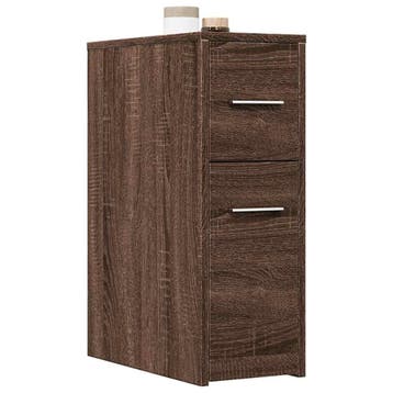 vidaXL Badkamerkast smal met wielen bewerkt hout bruin, Huis en Inrichting, Kasten | Overige, Verzenden, Nieuw