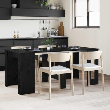 vidaXL Eettafel 180 x 85 x 75 cm Bewerkt hout Zwart eiken, Verzenden, Nieuw
