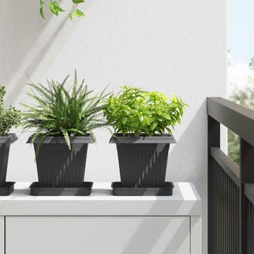 vidaXL Plantenpotten 24 pcs Zwart 16 x 16 x 14 cm Kunststof, Kunststof, Minder dan 30 cm, Verzenden, Minder dan 60 cm