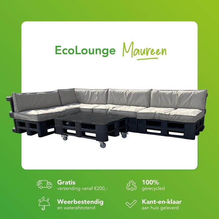 Palletbank van kunststof - Pallet Tuinset, Tuin en Terras, Tuinsets en Loungesets, Bank, Bijzettafel, Nieuw, Kunststof, Loungeset
