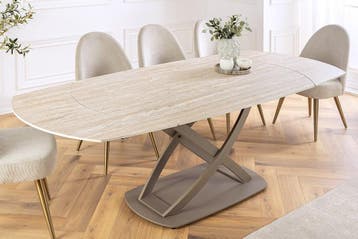 Uitschuifbare eettafel INCEPTION 130-190cm ovaal travertijn, Huis en Inrichting, Tafels | Eettafels, Ophalen of Verzenden, Nieuw