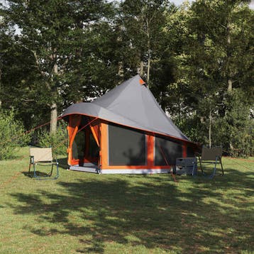 vidaXL Tipi Tent met dak Grijs en Oranje 404 x 370 x 270 cm, Verzenden, Nieuw, Tot en met 2