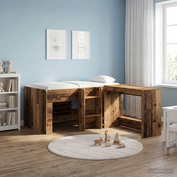 vidaXL Kinder Hoogslaper Oud hout 80 x 160 cm Bewerkt hout, Verzenden, Nieuw, Bruin, Hout
